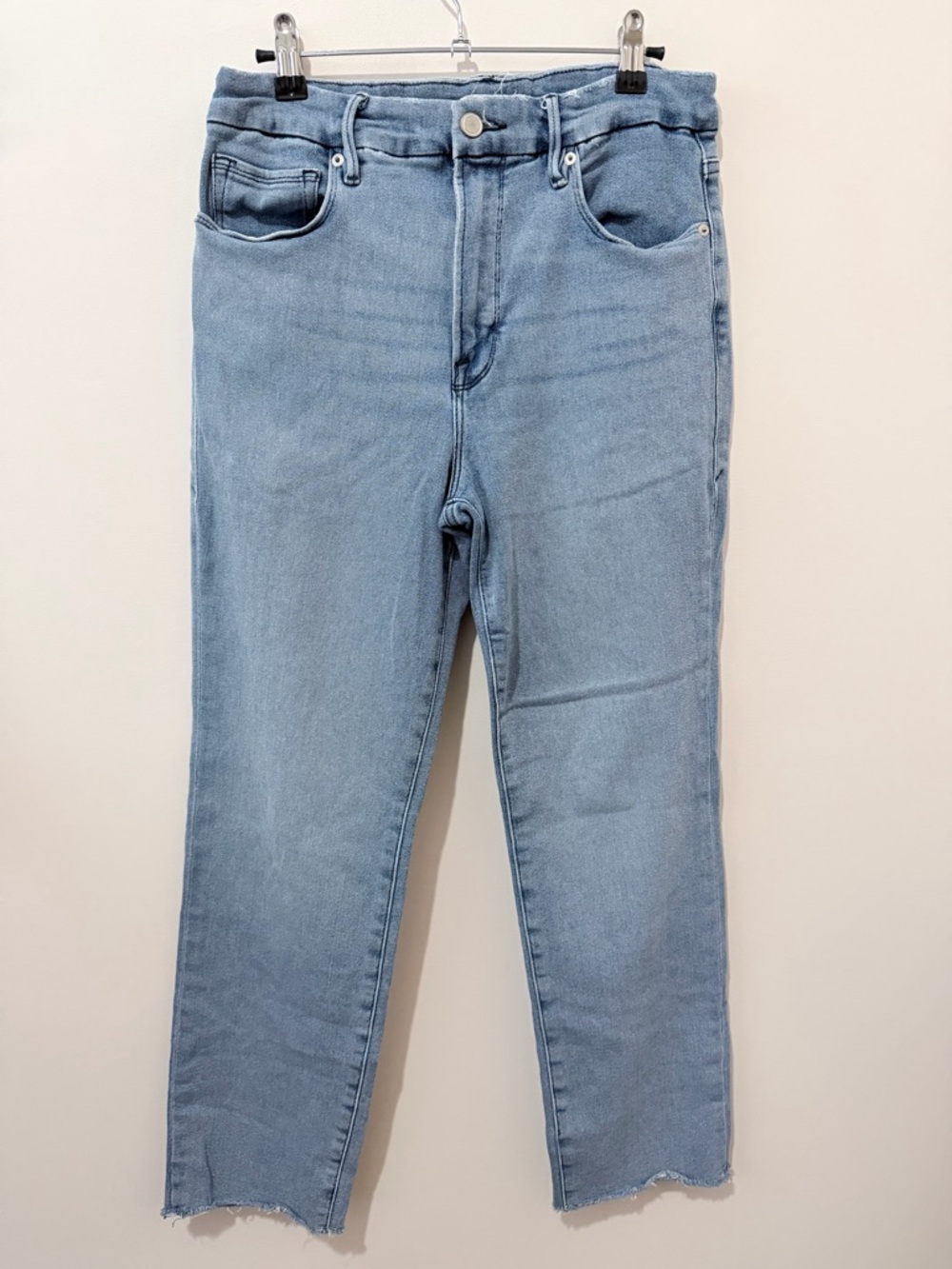 Good American Good Legs Straight High Rise Flat Tummy Tech Blue Size 14 / 32